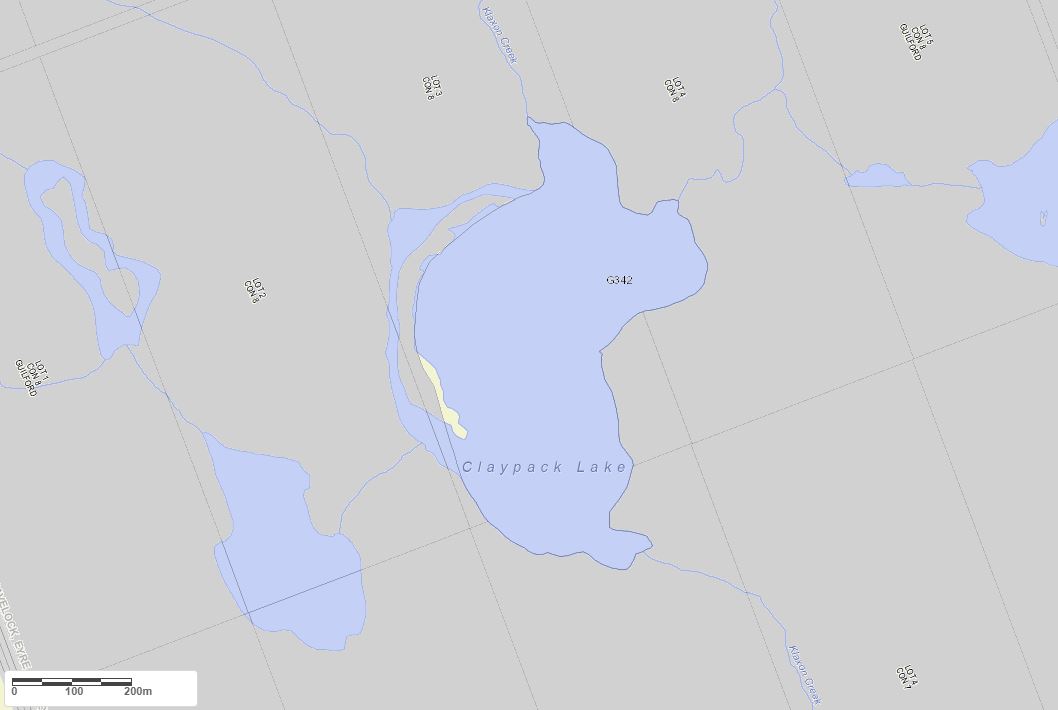 Crown Land Map of Claypack Lake in Municipality of Dysart et al and the District of Haliburton